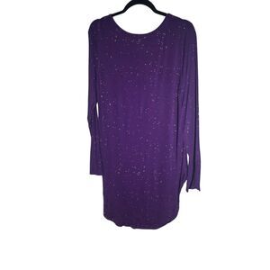APT 9 ESSENTIALS Size Large Purple Long Sleeve Jersey Tunic Top Speckled